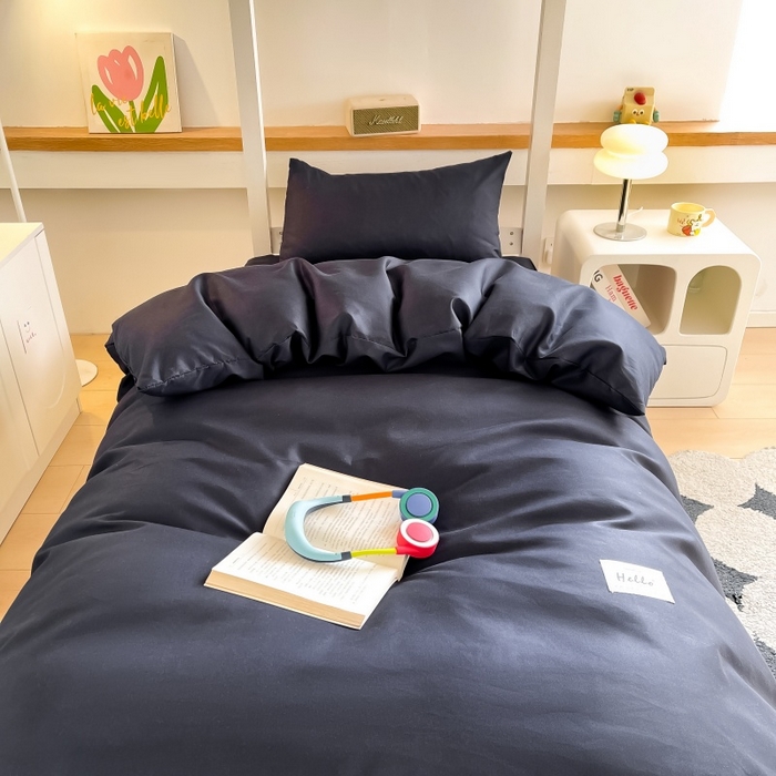 91家纺网 家纺一手货源 找家纺 友承家纺 2026最新款床上用品被套单件冬季纯水洗棉被罩学生宿舍单人150x200x230cm双人磨毛被单 藏青