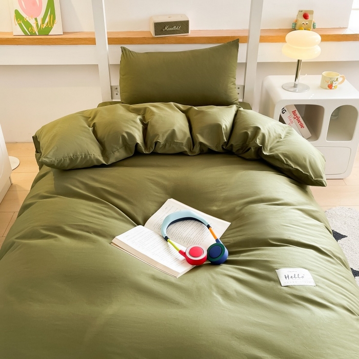 91家纺网 家纺一手货源 找家纺 友承家纺 2026最新款床上用品被套单件冬季纯水洗棉被罩学生宿舍单人150x200x230cm双人磨毛被单 军绿