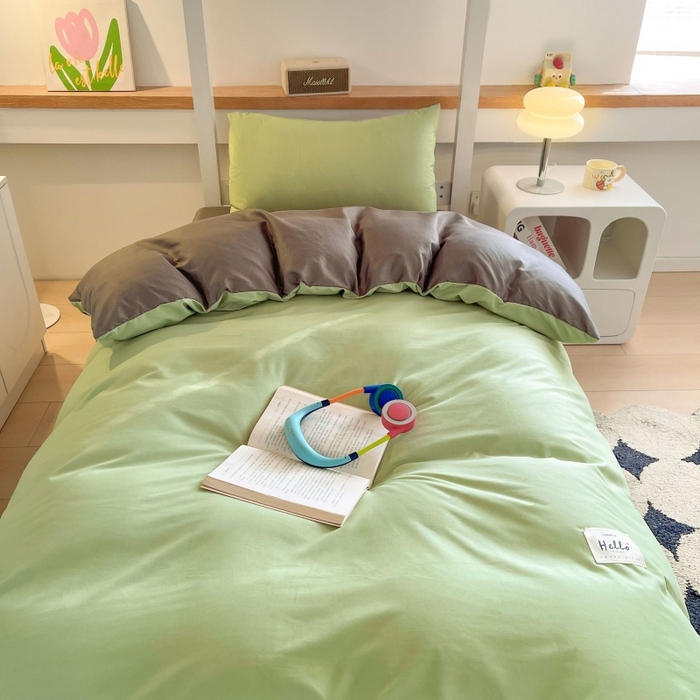 91家纺网 家纺一手货源 找家纺 友承家纺 2026最新款床上用品被套单件冬季纯水洗棉被罩学生宿舍单人150x200x230cm双人磨毛被单 抹茶绿