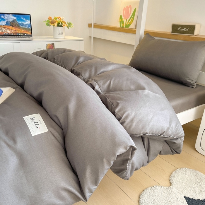 91家纺网 家纺一手货源 找家纺 友承家纺 2026最新款床上用品被套单件冬季纯水洗棉被罩学生宿舍单人150x200x230cm双人磨毛被单 浅灰