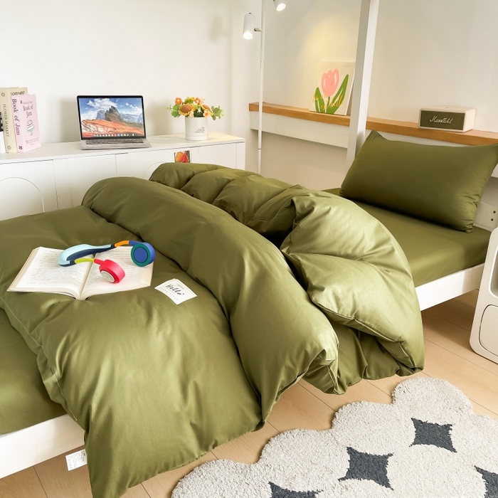 91家纺网 家纺一手货源 找家纺 友承家纺 2026最新款床上用品被套单件冬季纯水洗棉被罩学生宿舍单人150x200x230cm双人磨毛被单 军绿