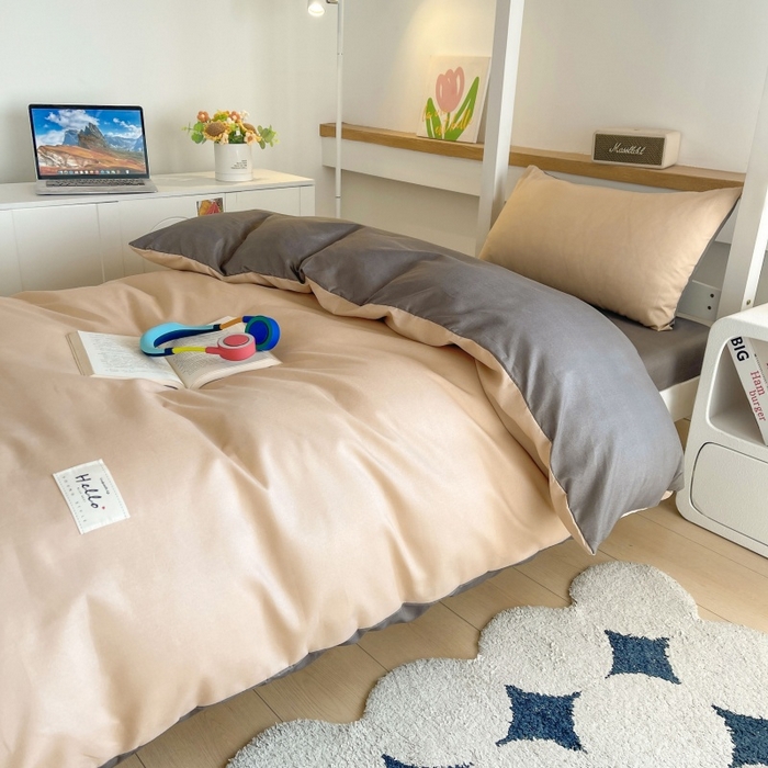 91家纺网 家纺一手货源 找家纺 友承家纺 2026最新款床上用品被套单件冬季纯水洗棉被罩学生宿舍单人150x200x230cm双人磨毛被单 浅玉