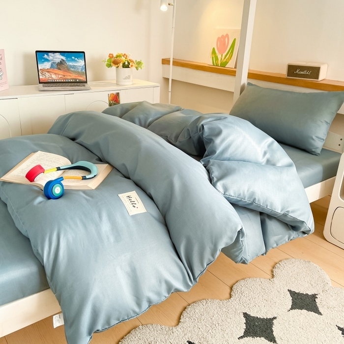91家纺网 家纺一手货源 找家纺 友承家纺 2026最新款床上用品被套单件冬季纯水洗棉被罩学生宿舍单人150x200x230cm双人磨毛被单 浅兰灰