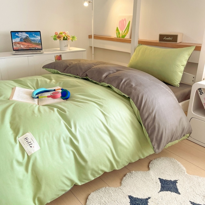 91家纺网 家纺一手货源 找家纺 友承家纺 2026最新款床上用品被套单件冬季纯水洗棉被罩学生宿舍单人150x200x230cm双人磨毛被单 抹茶绿
