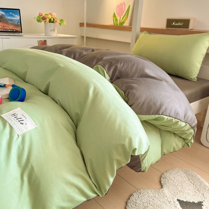 91家纺网 家纺一手货源 找家纺 友承家纺 2026最新款床上用品被套单件冬季纯水洗棉被罩学生宿舍单人150x200x230cm双人磨毛被单 抹茶绿