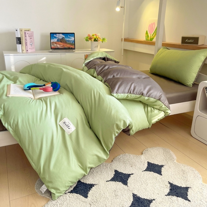 91家纺网 家纺一手货源 找家纺 友承家纺 2026最新款床上用品被套单件冬季纯水洗棉被罩学生宿舍单人150x200x230cm双人磨毛被单 抹茶绿