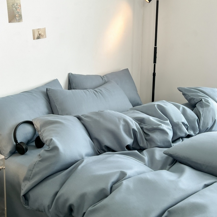 91家纺网 家纺一手货源 找家纺 友承家纺 2026新款床上用品被套单件冬季纯水洗棉被罩学生宿舍单人150x200x230cm双人磨毛被单 浅兰灰