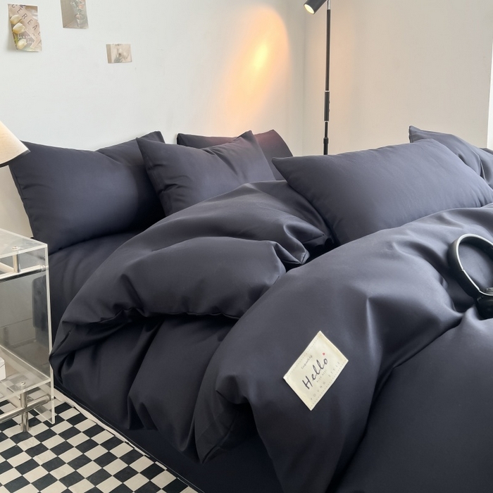 91家纺网 家纺一手货源 找家纺 友承家纺 2026新款床上用品被套单件冬季纯水洗棉被罩学生宿舍单人150x200x230cm双人磨毛被单 藏青