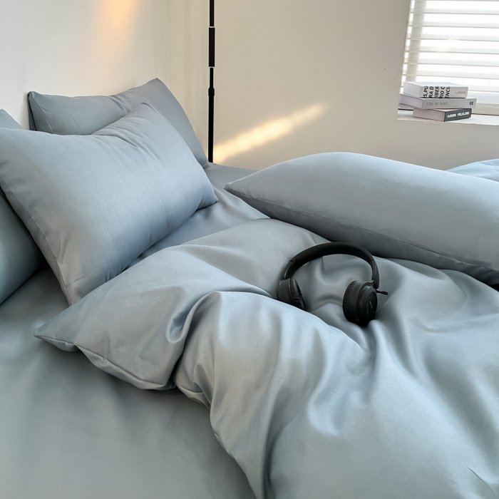 91家纺网 家纺一手货源 找家纺 友承家纺 2026新款床上用品被套单件冬季纯水洗棉被罩学生宿舍单人150x200x230cm双人磨毛被单 浅兰灰