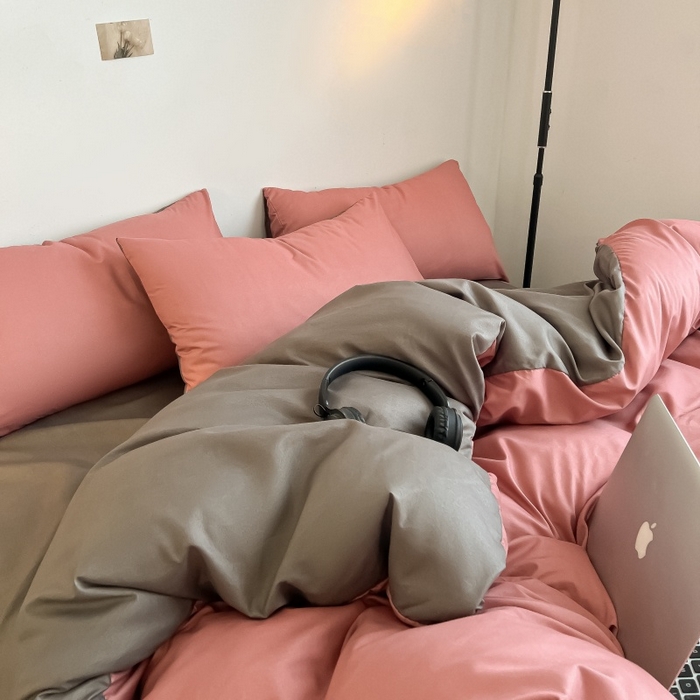 91家纺网 家纺一手货源 找家纺 友承家纺 2026新款床上用品被套单件冬季纯水洗棉被罩学生宿舍单人150x200x230cm双人磨毛被单 豆沙