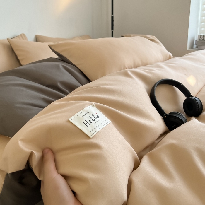 91家纺网 家纺一手货源 找家纺 友承家纺 2026新款床上用品被套单件冬季纯水洗棉被罩学生宿舍单人150x200x230cm双人磨毛被单 浅咖