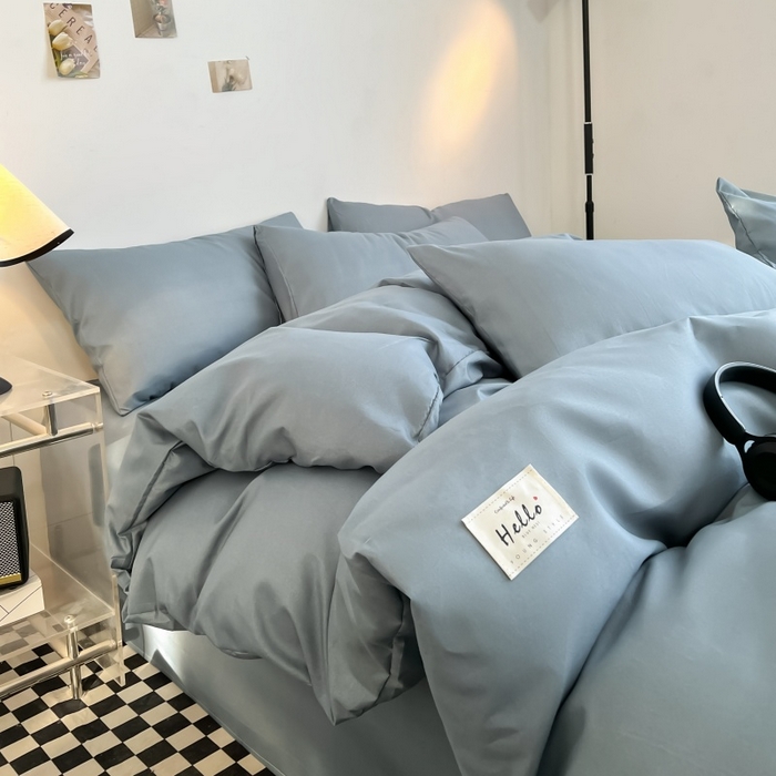 91家纺网 家纺一手货源 找家纺 友承家纺 2026新款床上用品被套单件冬季纯水洗棉被罩学生宿舍单人150x200x230cm双人磨毛被单 浅兰灰