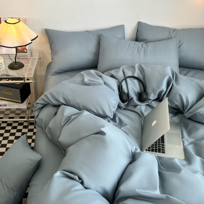 91家纺网 家纺一手货源 找家纺 友承家纺 2026新款床上用品被套单件冬季纯水洗棉被罩学生宿舍单人150x200x230cm双人磨毛被单 浅兰灰