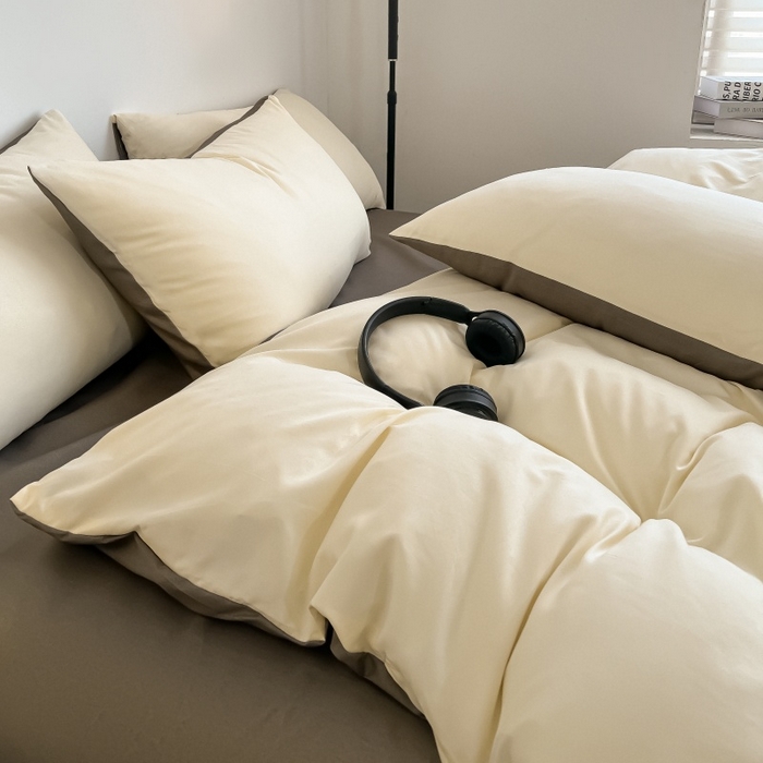 91家纺网 家纺一手货源 找家纺 友承家纺 2026新款床上用品被套单件冬季纯水洗棉被罩学生宿舍单人150x200x230cm双人磨毛被单 米黄