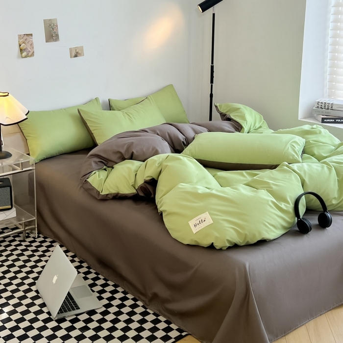 91家纺网 家纺一手货源 找家纺 友承家纺 2026新款床上用品被套单件冬季纯水洗棉被罩学生宿舍单人150x200x230cm双人磨毛被单 抹茶绿