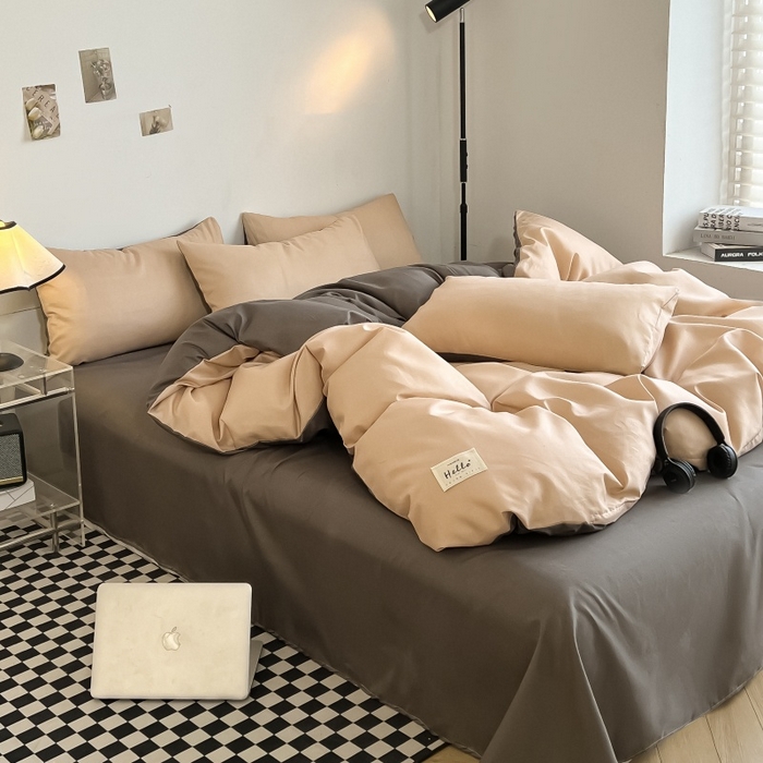 91家纺网 家纺一手货源 找家纺 友承家纺 2026新款床上用品被套单件冬季纯水洗棉被罩学生宿舍单人150x200x230cm双人磨毛被单 浅咖