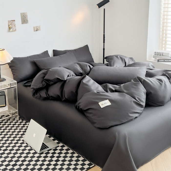 91家纺网 家纺一手货源 找家纺 友承家纺 2026新款四件套磨毛床单被套被罩简约纯色学生宿舍水洗棉3三件套床上用品4被套单件四季单独被罩 深灰