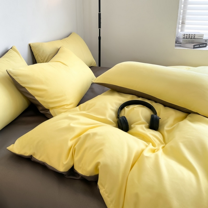 91家纺网 家纺一手货源 找家纺 友承家纺 2026新款四件套磨毛床单被套被罩简约纯色学生宿舍水洗棉3三件套床上用品4被套单件四季单独被罩 奶油黄