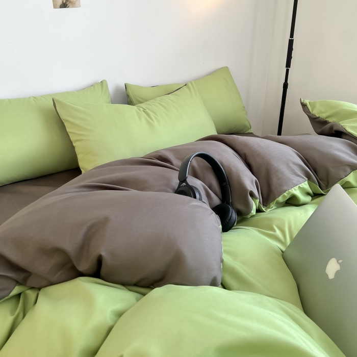 91家纺网 家纺一手货源 找家纺 友承家纺 2026新款四件套磨毛床单被套被罩简约纯色学生宿舍水洗棉3三件套床上用品4被套单件四季单独被罩 抹茶绿