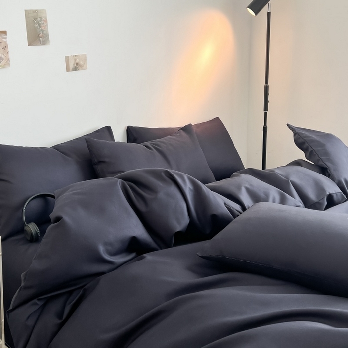 91家纺网 家纺一手货源 找家纺 友承家纺 2026新款四件套磨毛床单被套被罩简约纯色学生宿舍水洗棉3三件套床上用品4被套单件四季单独被罩 藏青