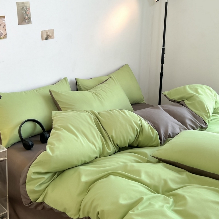 91家纺网 家纺一手货源 找家纺 友承家纺 2026新款四件套磨毛床单被套被罩简约纯色学生宿舍水洗棉3三件套床上用品4被套单件四季单独被罩 抹茶绿
