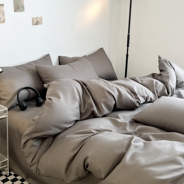 91家纺网 家纺一手货源 找家纺 友承家纺 2026新款四件套磨毛床单被套被罩简约纯色学生宿舍水洗棉3三件套床上用品4被套单件四季单独被罩 浅灰