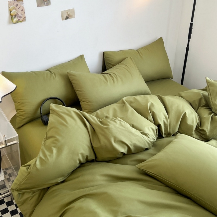 91家纺网 家纺一手货源 找家纺 友承家纺 2026新款四件套磨毛床单被套被罩简约纯色学生宿舍水洗棉3三件套床上用品4被套单件四季单独被罩 军绿