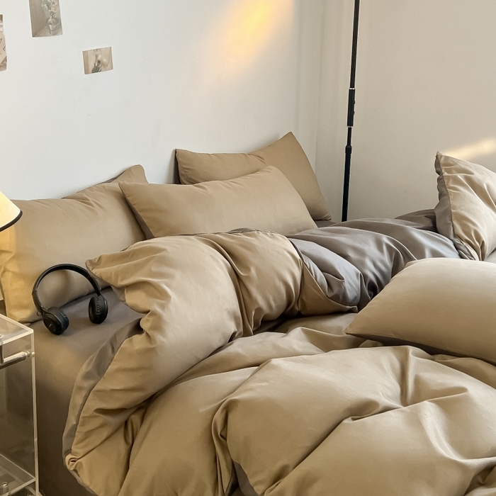 91家纺网 家纺一手货源 找家纺 友承家纺 2026新款四件套磨毛床单被套被罩简约纯色学生宿舍水洗棉3三件套床上用品4被套单件四季单独被罩 浅玉