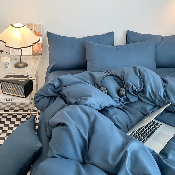 91家纺网 家纺一手货源 找家纺 友承家纺 2026新款四件套磨毛床单被套被罩简约纯色学生宿舍水洗棉3三件套床上用品4被套单件四季单独被罩 宝兰