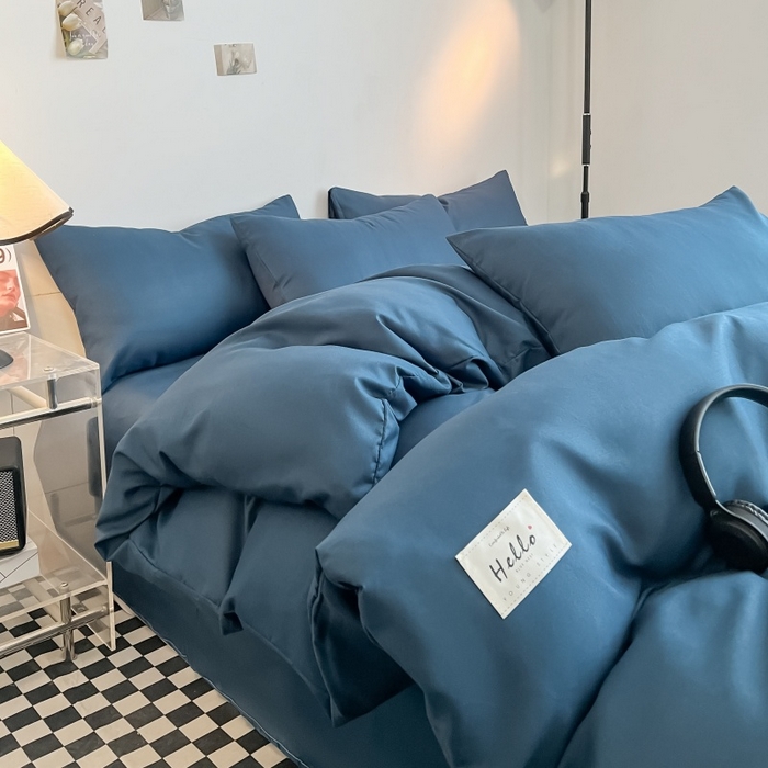 91家纺网 家纺一手货源 找家纺 友承家纺 2026新款四件套磨毛床单被套被罩简约纯色学生宿舍水洗棉3三件套床上用品4被套单件四季单独被罩 宝兰