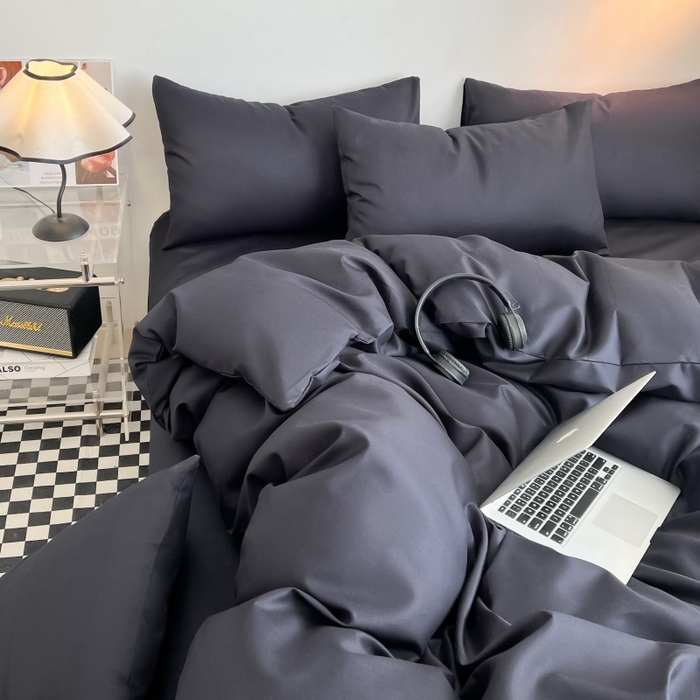 91家纺网 家纺一手货源 找家纺 友承家纺 2026新款四件套磨毛床单被套被罩简约纯色学生宿舍水洗棉3三件套床上用品4被套单件四季单独被罩 藏青