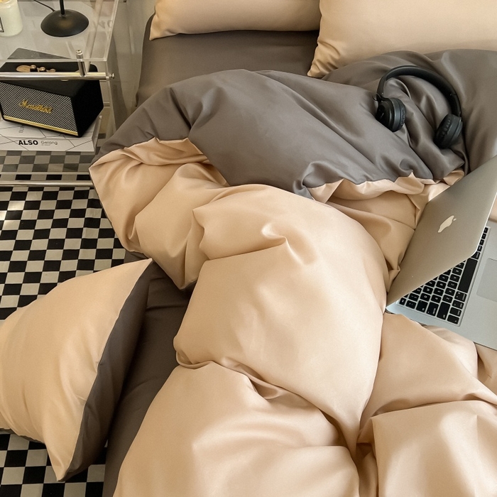 91家纺网 家纺一手货源 找家纺 友承家纺 2026新款四件套磨毛床单被套被罩简约纯色学生宿舍水洗棉3三件套床上用品4被套单件四季单独被罩 浅咖