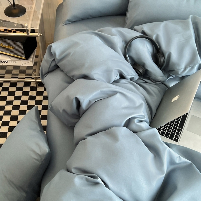 91家纺网 家纺一手货源 找家纺 友承家纺 2026新款四件套磨毛床单被套被罩简约纯色学生宿舍水洗棉3三件套床上用品4被套单件四季单独被罩 浅兰灰