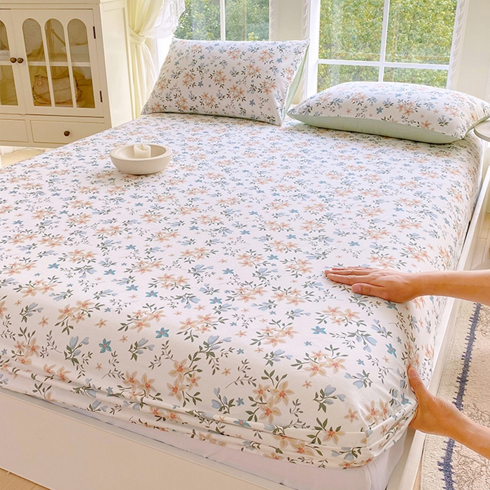 91家纺网 家纺一手货源 找家纺 小懒猪 2026新款全棉印花床笠 沐风苍兰