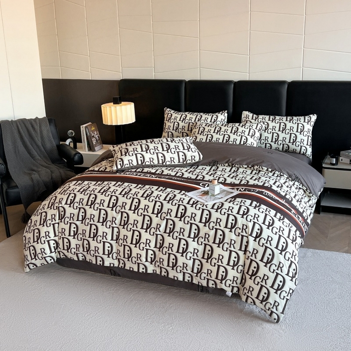 91家纺网 家纺一手货源 找家纺 友承家纺 2026新款床上用品加厚磨毛四件套春夏床单磨毛被套高级奢华宿舍三件套欧洲站 黑白迪