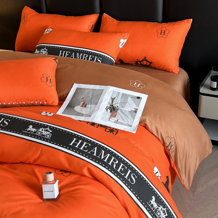 91家纺网 家纺一手货源 找家纺 友承家纺 2026新款床上用品加厚磨毛四件套春夏床单磨毛被套高级奢华宿舍三件套欧洲站 爱玛橙