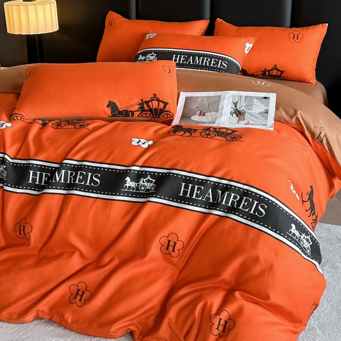 91家纺网 家纺一手货源 找家纺 友承家纺 2026新款床上用品加厚磨毛四件套春夏床单磨毛被套高级奢华宿舍三件套欧洲站 爱玛橙