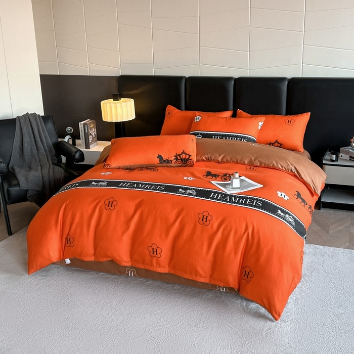 91家纺网 家纺一手货源 找家纺 友承家纺 2026新款床上用品加厚磨毛四件套春夏床单磨毛被套高级奢华宿舍三件套欧洲站 爱玛橙