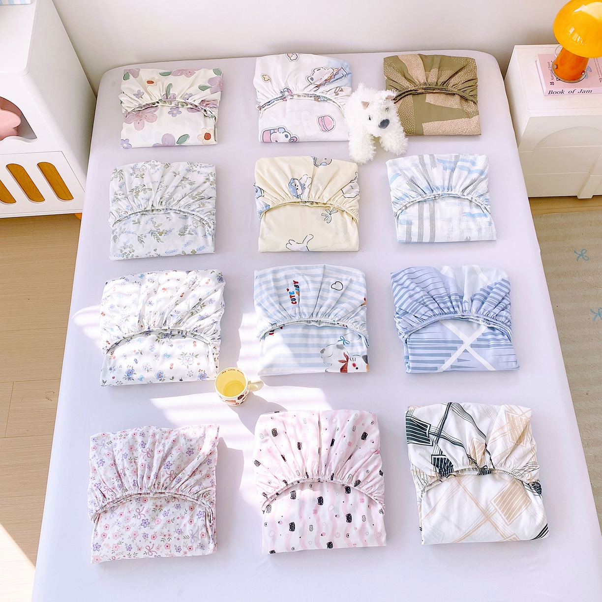 91家纺网 家纺一手货源 找家纺 小懒猪 2026新款全棉印花床笠 组合图仅供展示