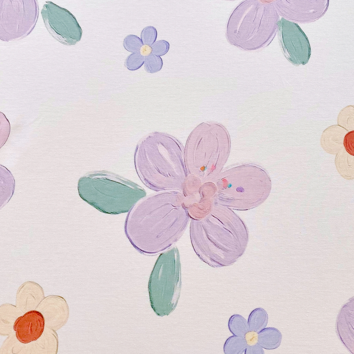 91家纺网 家纺一手货源 找家纺 小懒猪 2026新款全棉印花床笠 淡紫花屹