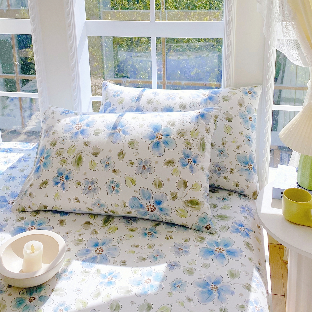 91家纺网 家纺一手货源 找家纺 小懒猪 2026新款全棉印花床笠 柳色衫林