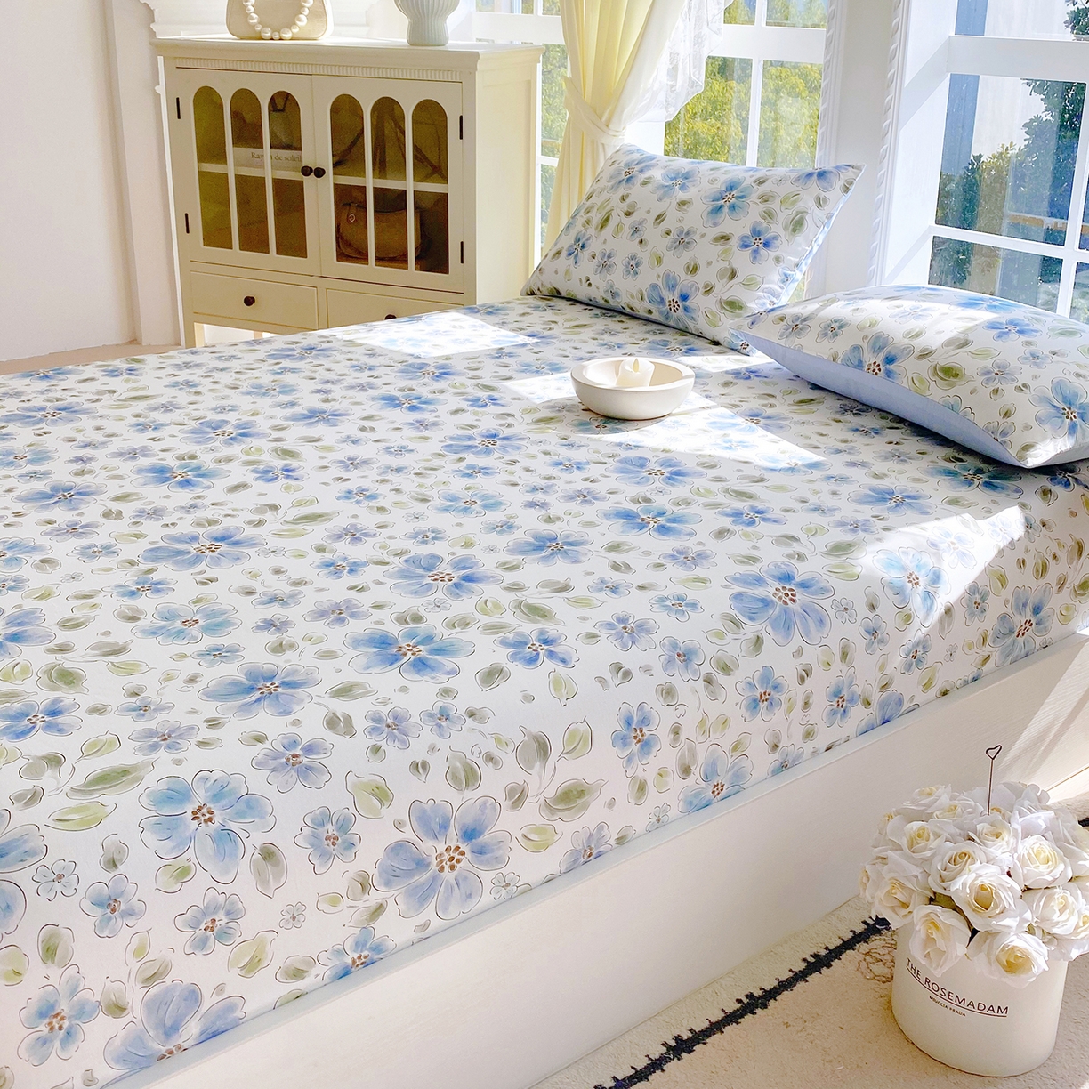 91家纺网 家纺一手货源 找家纺 小懒猪 2026新款全棉印花床笠 柳色衫林