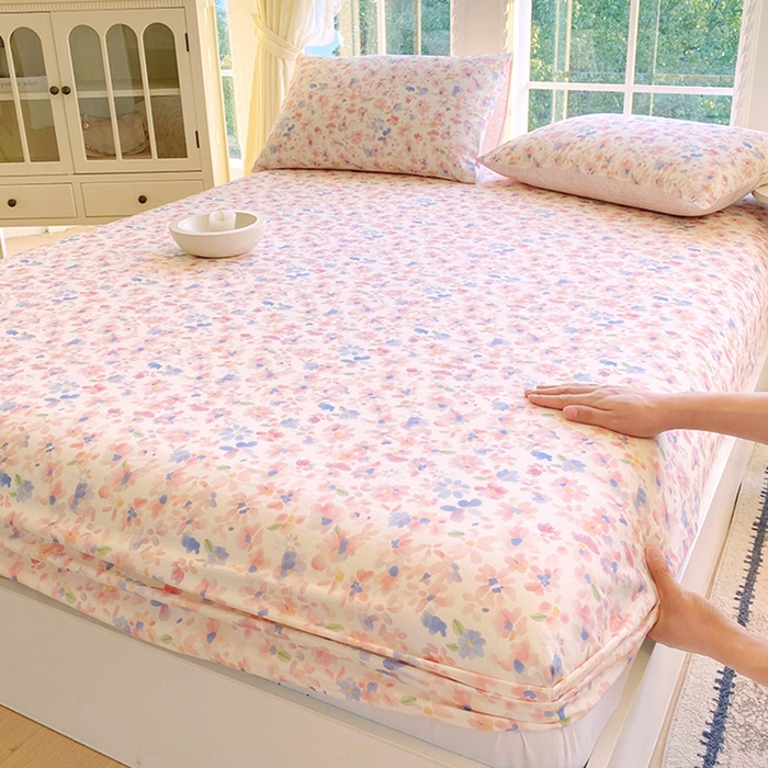 小懒猪 2026新款全棉印花床笠 漫彩花韵