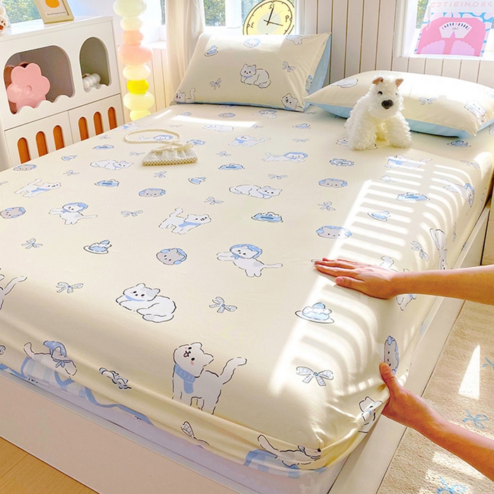 小懒猪 2026新款全棉印花床笠 喵语时光