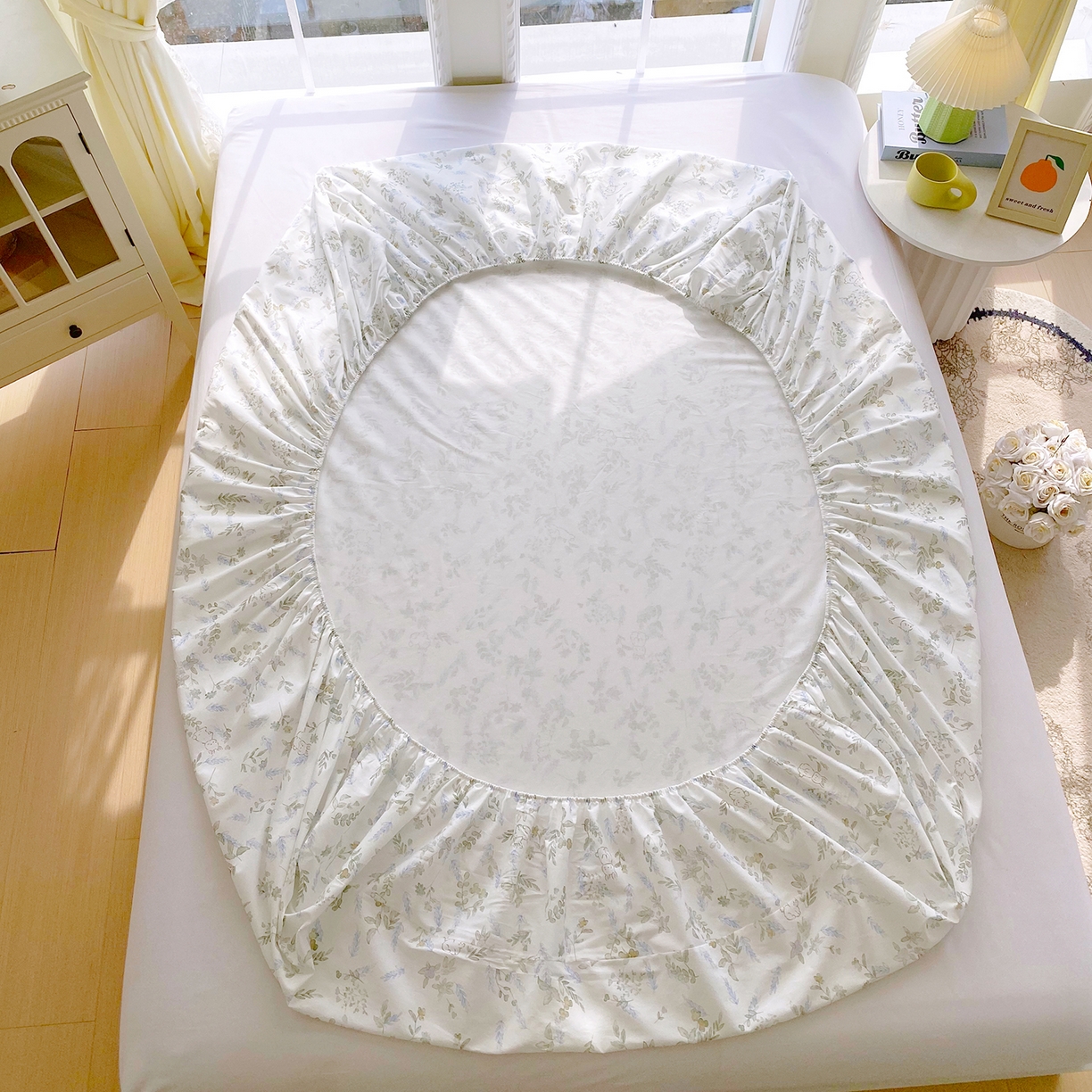 91家纺网 家纺一手货源 找家纺 小懒猪 2026新款全棉印花床笠 森屹兔眠