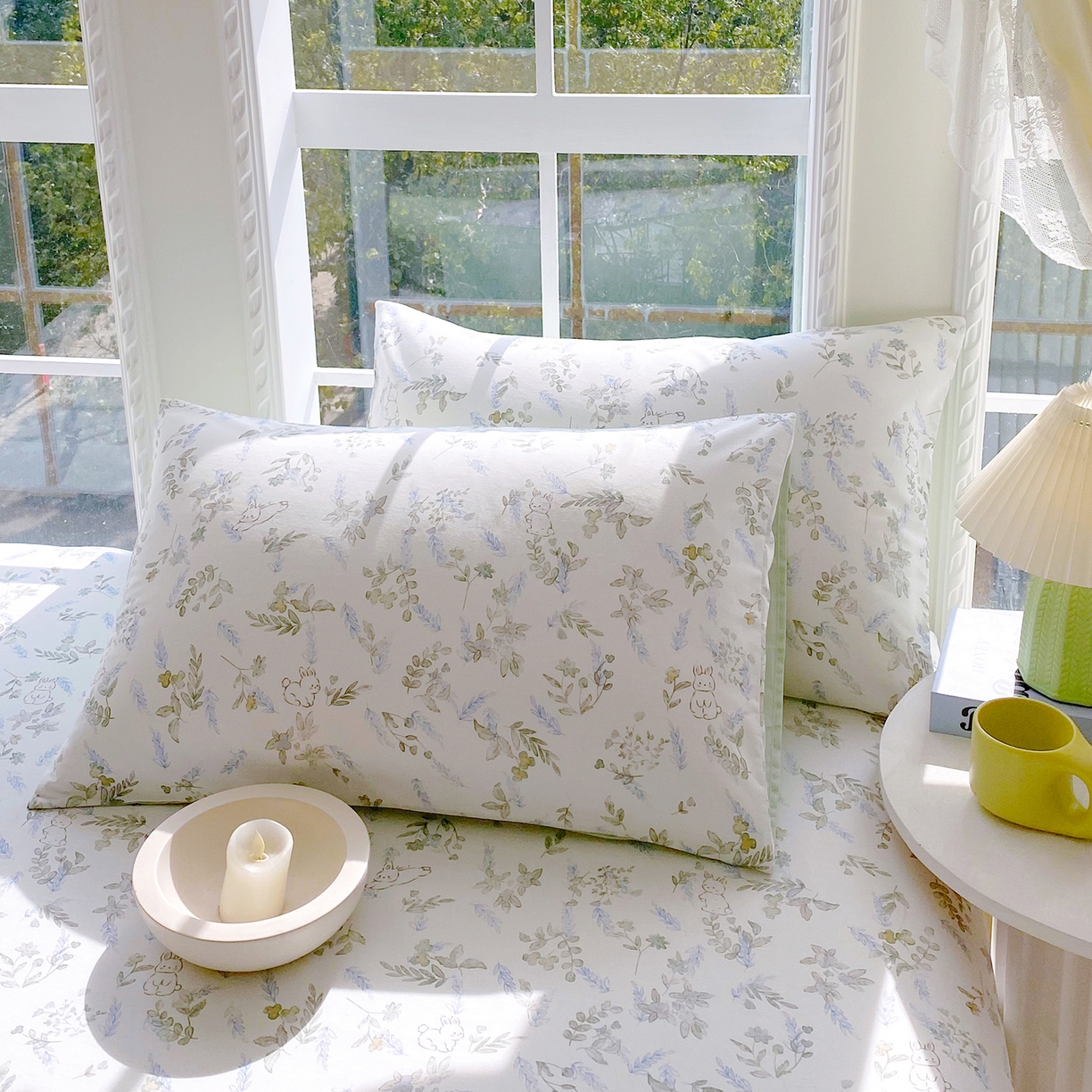 91家纺网 家纺一手货源 找家纺 小懒猪 2026新款全棉印花床笠 森屹兔眠