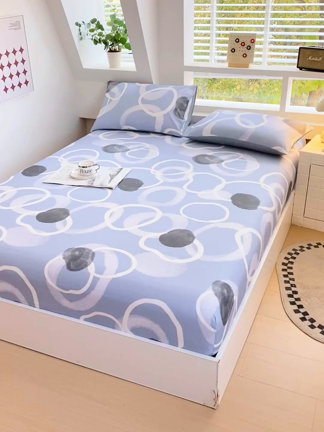 91家纺网 家纺一手货源 找家纺 小懒猪 2026新款全棉印花床笠 素环影