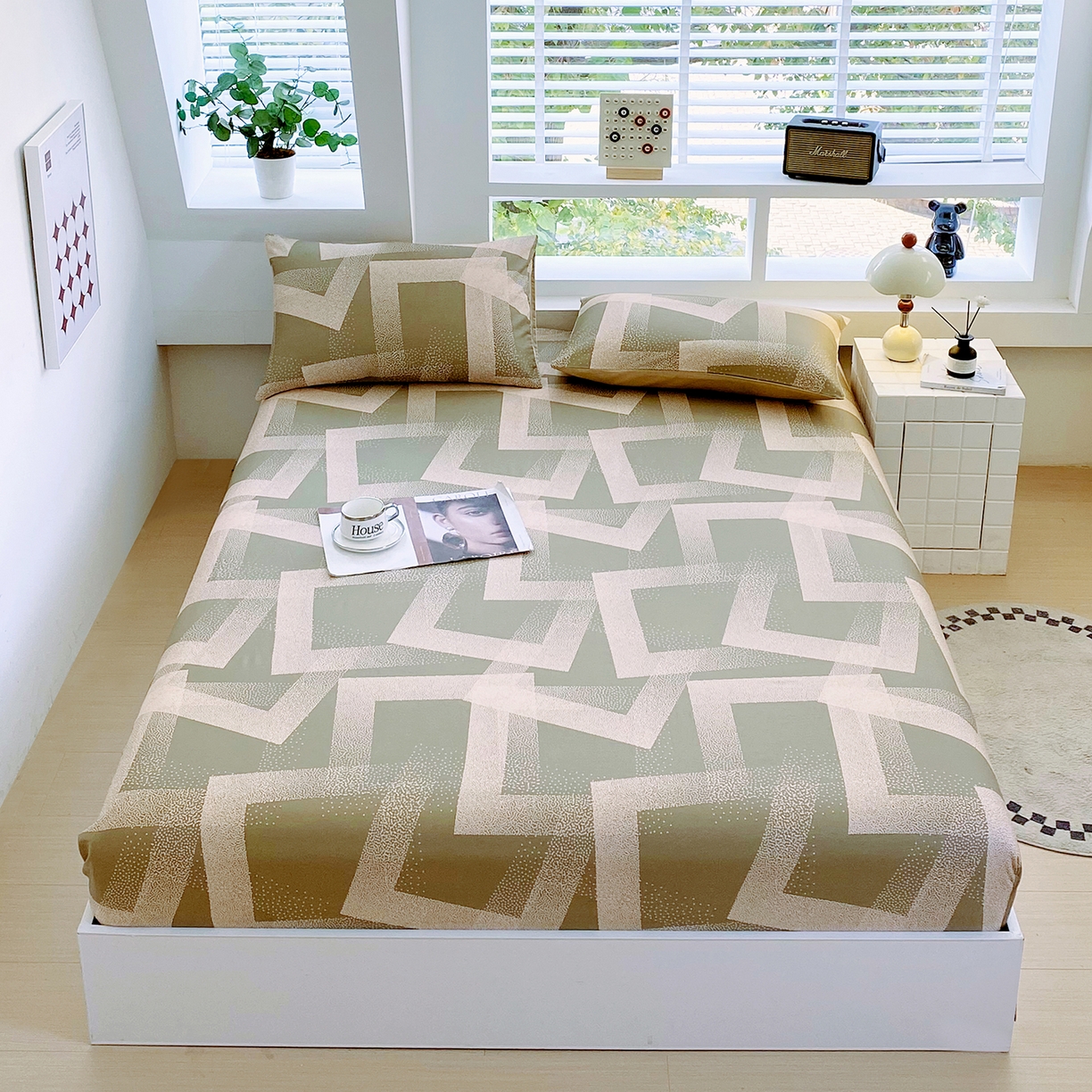 91家纺网 家纺一手货源 找家纺 小懒猪 2026新款全棉印花床笠 素律