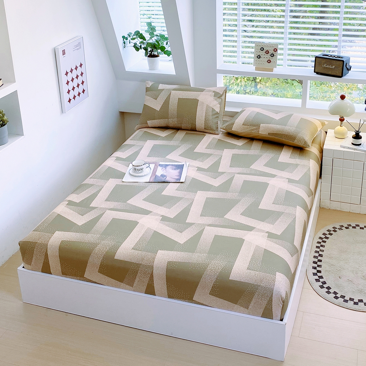 91家纺网 家纺一手货源 找家纺 小懒猪 2026新款全棉印花床笠 素律