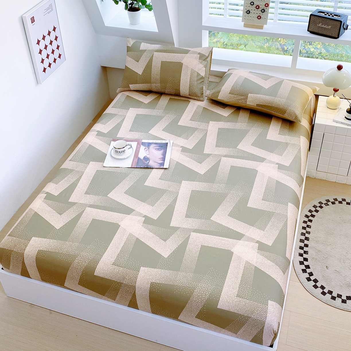 91家纺网 家纺一手货源 找家纺 小懒猪 2026新款全棉印花床笠 素律